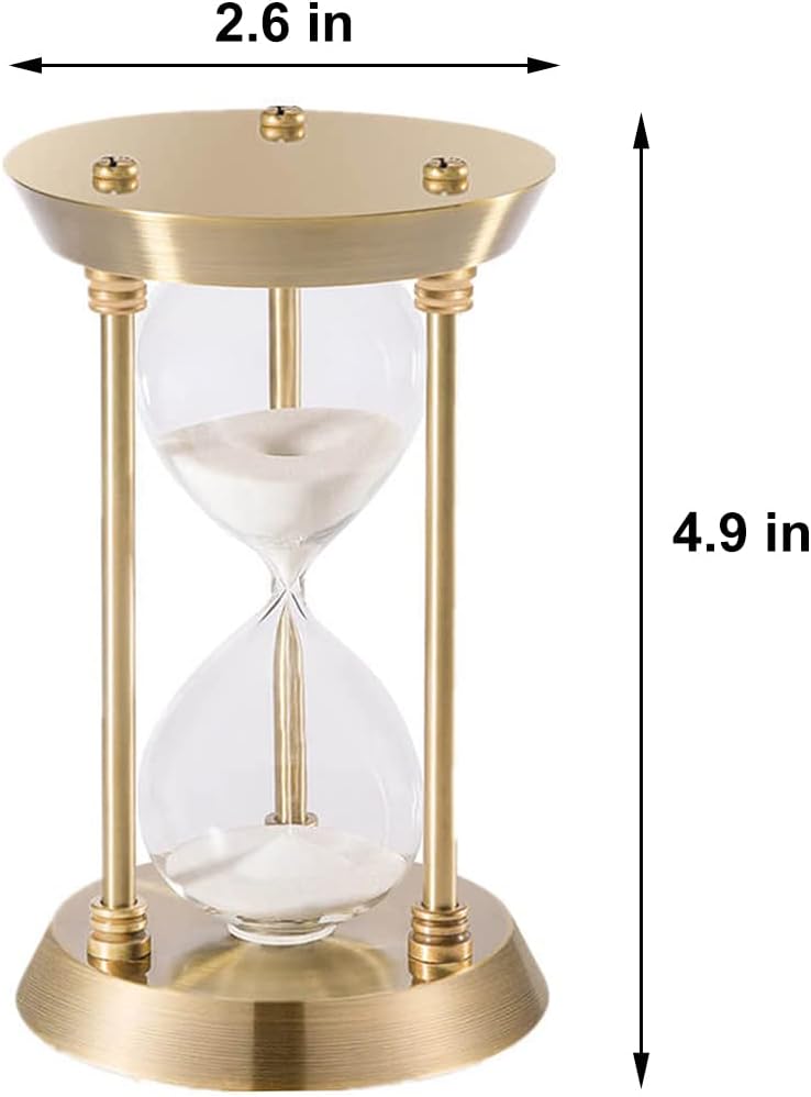 Sand Timer 5 Minute Hourglass, Small Sand Clock, Antique Brass Sand Watch 5 Min, Vintage Reloj De Arena 5 Minuto,Metal Unique Decorative Hour Glass Sandglass for Kitchen Home Office Game Gifts