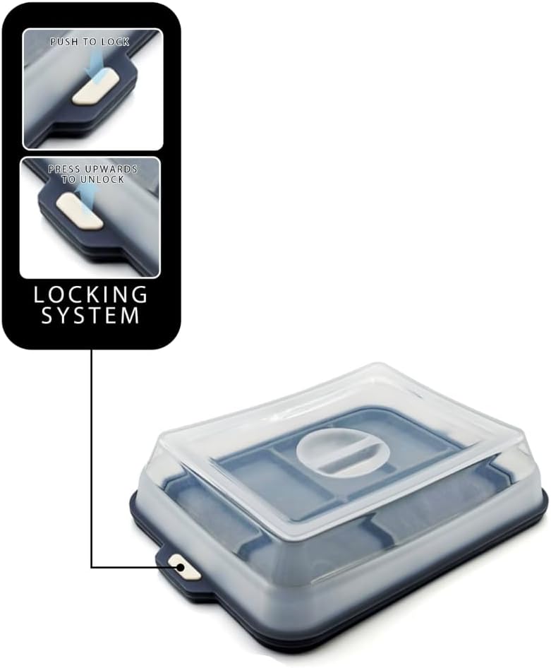 Multi-Purpose Entertaining Serving Set with Foldable Silicone Lid | 304 Steel Chopping Board | Dishwasher Safe for Kitchen, Camping & Outdoor Use