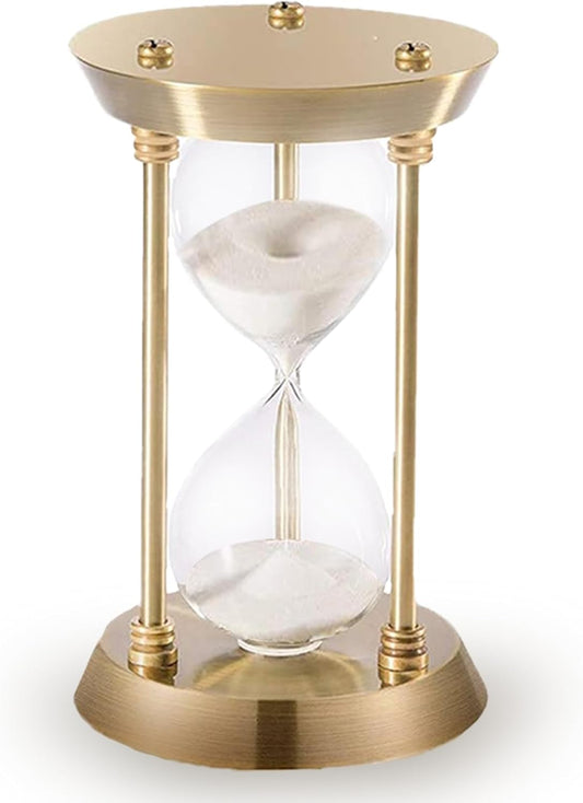 Vintage Sand Timer,30 Minute Hourglass,Antique Brass Sand Clock,Antiguo Reloj De Arena 30 Minuto,Sand Watch 30 Min,Metal Unique Sandglass for Gifts Games Kitchen Home Office Decoration