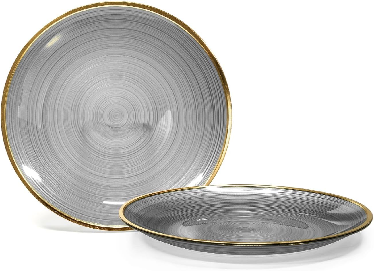 " OCCASIONS " 120 Pieces Pack,(60 Guests) Premium Wedding Party Disposable Plastic Plates Set -60 x 10'' Dinner + 60 x 7'' Salad/Dessert (Belize in Black & Gold)