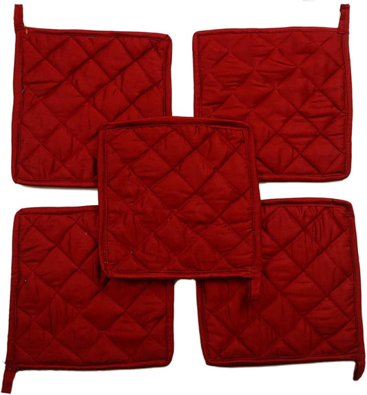 Pot Holders 100% Cotton (Pack of 10) Pot Holder 7" x 7" Square, Solid Red Color Everyday Quality Kitchen Cooking, Heat Resistance!!