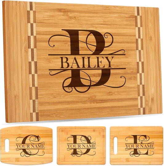 Personalized Cutting Board, Custom Engraved Bamboo Wood Cutting Boards, Customized Name and Monogram Charcuterie Board, Christmas, Housewarming Gift, Multiple Sizes, Engraved in USA by My Sign Center