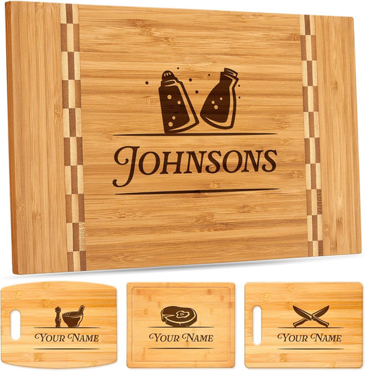 Personalized Cutting Board, Custom Engraved Bamboo Wood Cutting Boards, Customized Name Kitchen Charcuterie Board, Christmas, Housewarming Gift, Multiple Sizes, Engraved in USA by My Sign Center