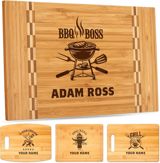 Personalized Cutting Board, Custom Engraved Bamboo Wood Cutting Boards, Customized Name Grill Charcuterie Board, Christmas, Housewarming Gift, Multiple Sizes, Engraved in USA by My Sign Center