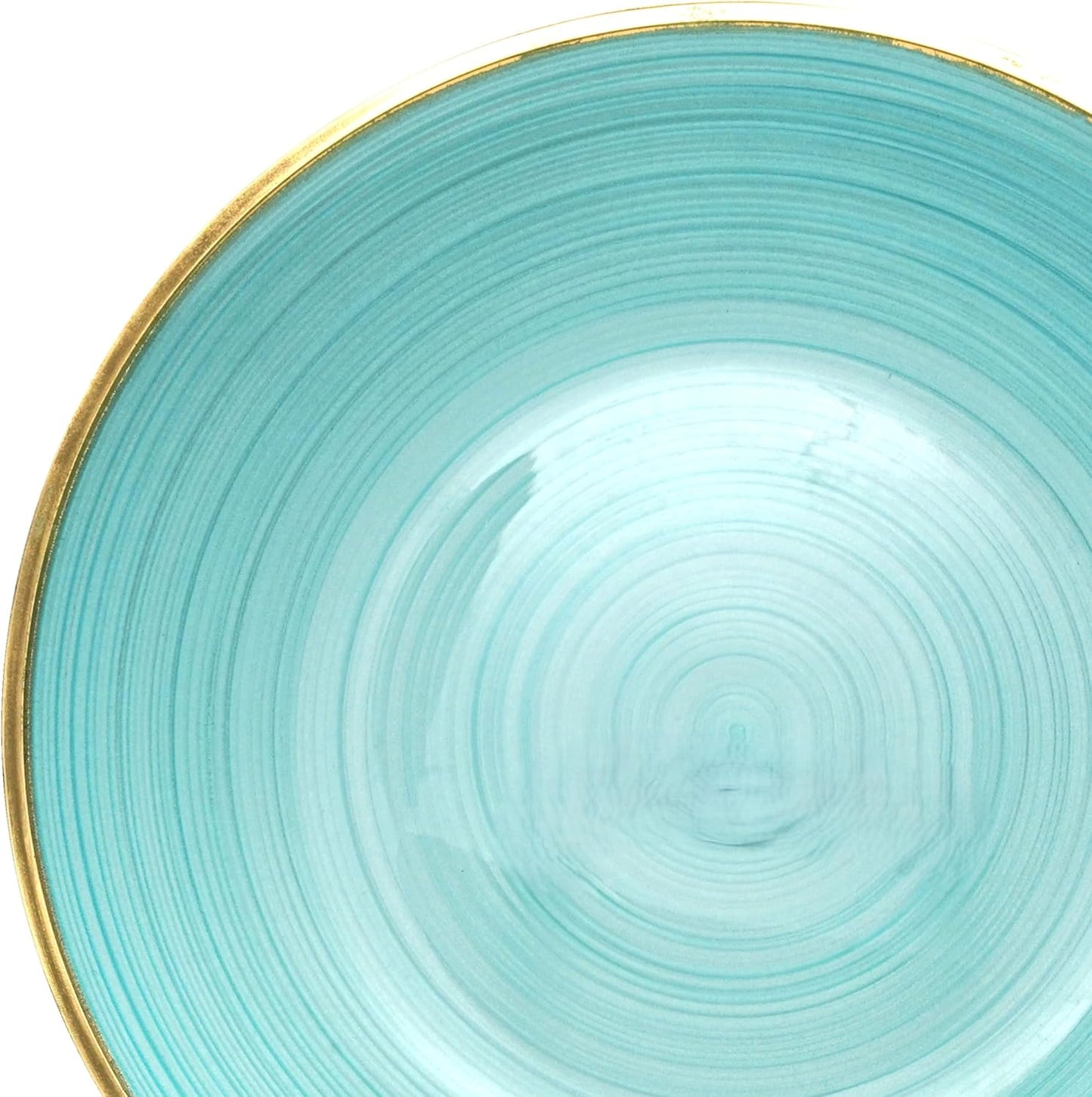 " OCCASIONS " 100 Plates Pack,(50 Guests) Premium Wedding Party Disposable Plastic Plates Set -50 x 10'' Dinner + 50 x 7'' Salad/Dessert (Belize in Aqua & Gold)